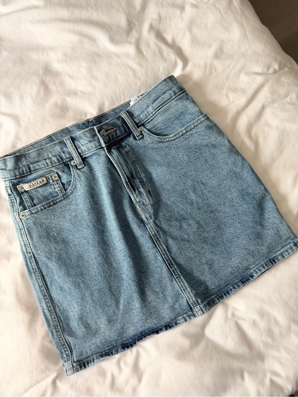 Calvin Klein Light Blue Denim Mini Skirt